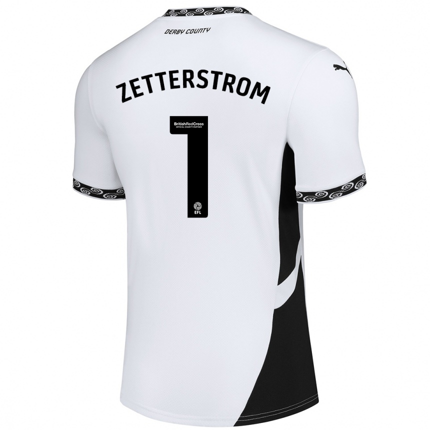 Moteriškas Jacob Widell Zetterström #1 Balta Juoda Namų Marškinėliai 2024/25 T-Shirt