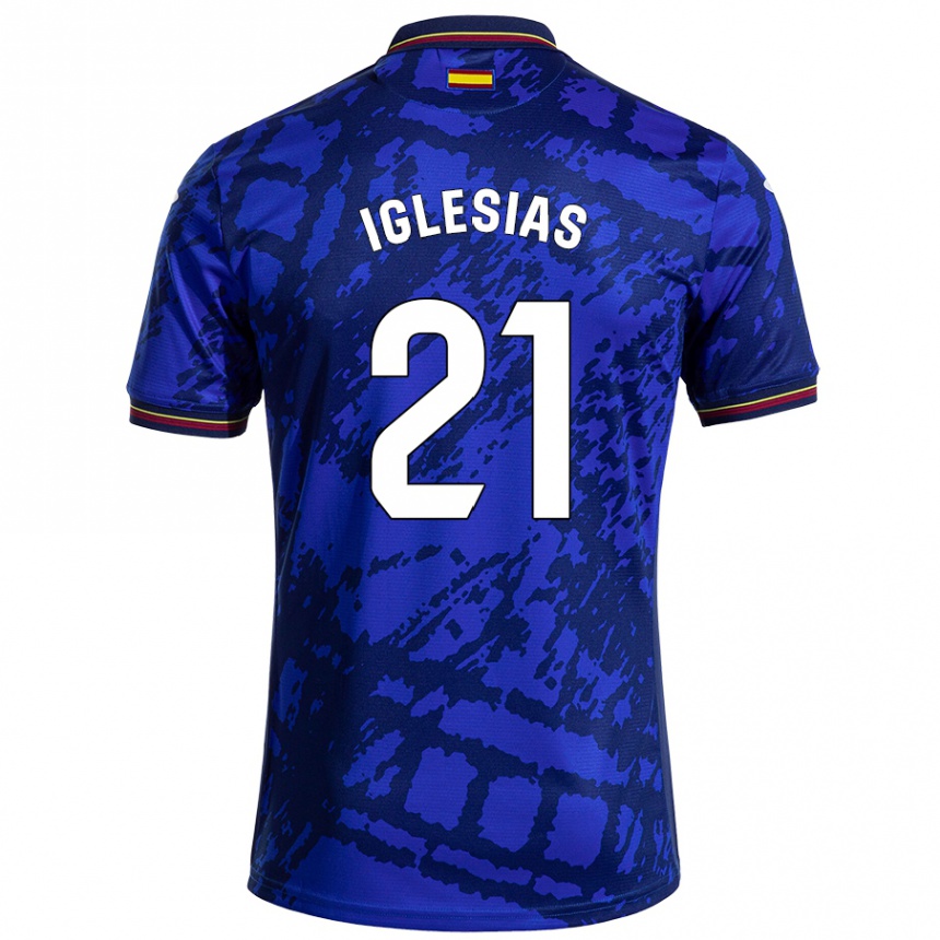 Moteriškas Juan Iglesias #21 Tamsesnė Mėlyna Namų Marškinėliai 2024/25 T-Shirt