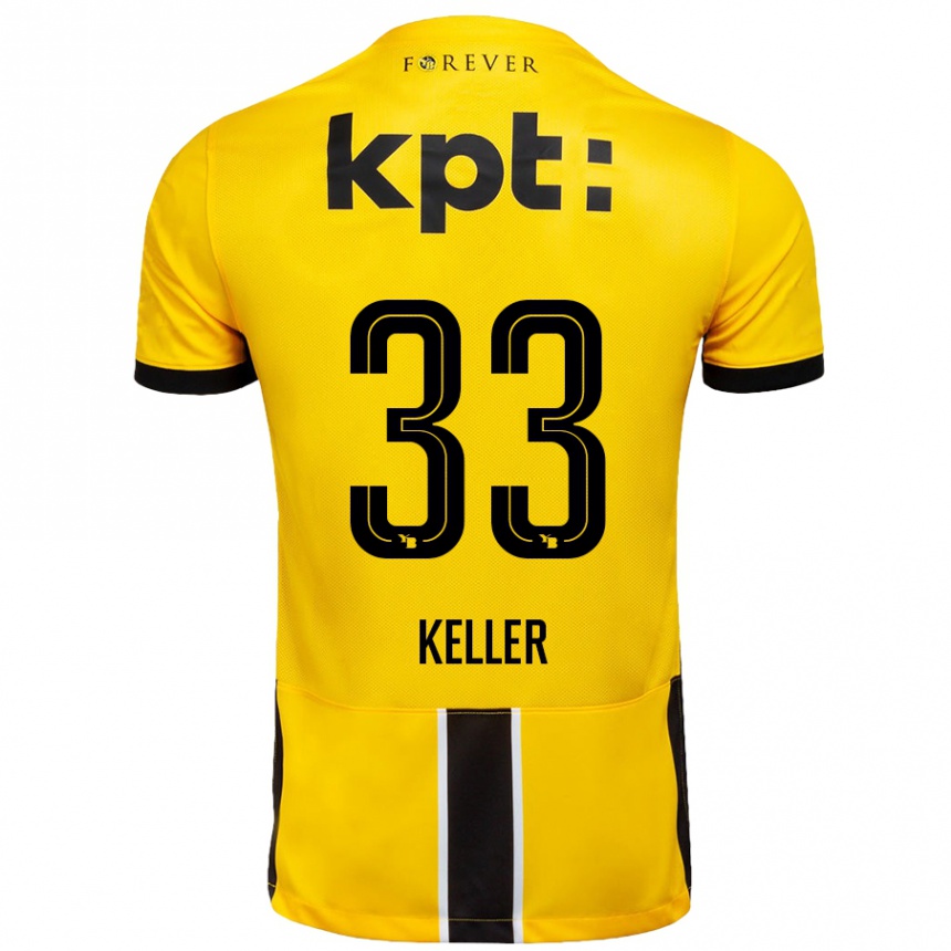 Moteriškas Marvin Keller #33 Geltona Juoda Namų Marškinėliai 2024/25 T-Shirt