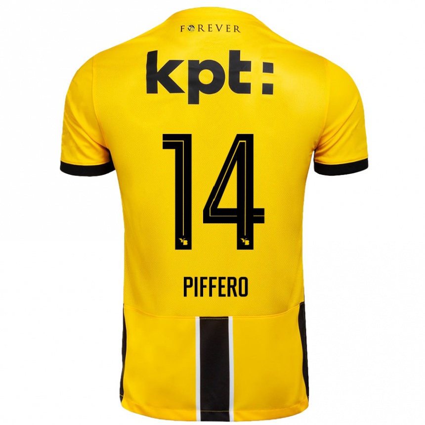 Moteriškas David Piffero #14 Geltona Juoda Namų Marškinėliai 2024/25 T-Shirt