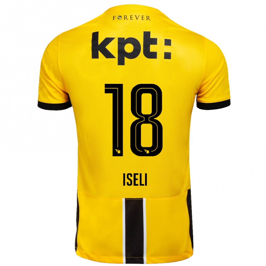 Moteriškas Marco Iseli #18 Geltona Juoda Namų Marškinėliai 2024/25 T-Shirt