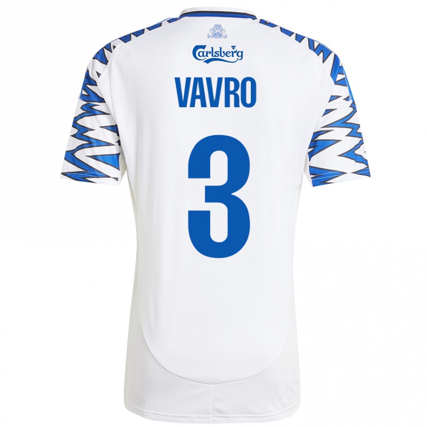 Moteriškas Denis Vavro #3 Baltas Dangus Mėlynas Namų Marškinėliai 2024/25 T-Shirt