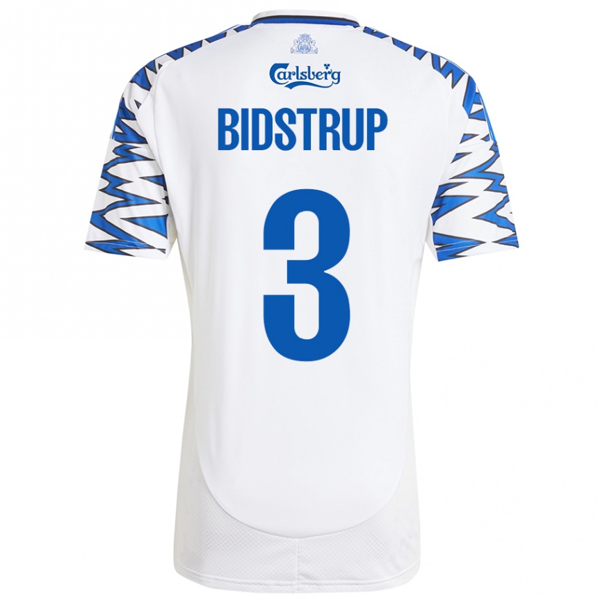 Moteriškas Hjalte Bidstrup #3 Baltas Dangus Mėlynas Namų Marškinėliai 2024/25 T-Shirt