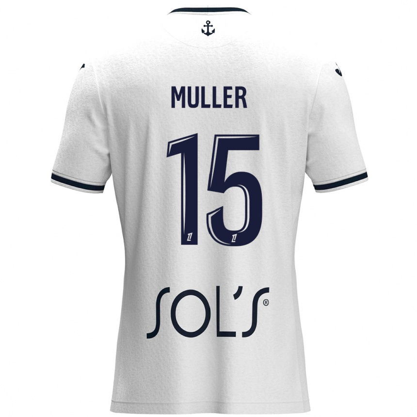 Moteriškas Laura Muller #15 Balta Tamsiai Mėlyna Išvykos Marškinėliai 2024/25 T-Shirt