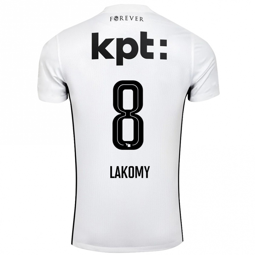 Moteriškas Lukasz Lakomy #8 Balta Juoda Išvykos Marškinėliai 2024/25 T-Shirt