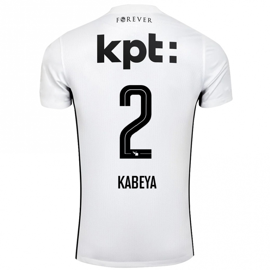 Moteriškas Benjamin Kabeya #2 Balta Juoda Išvykos Marškinėliai 2024/25 T-Shirt