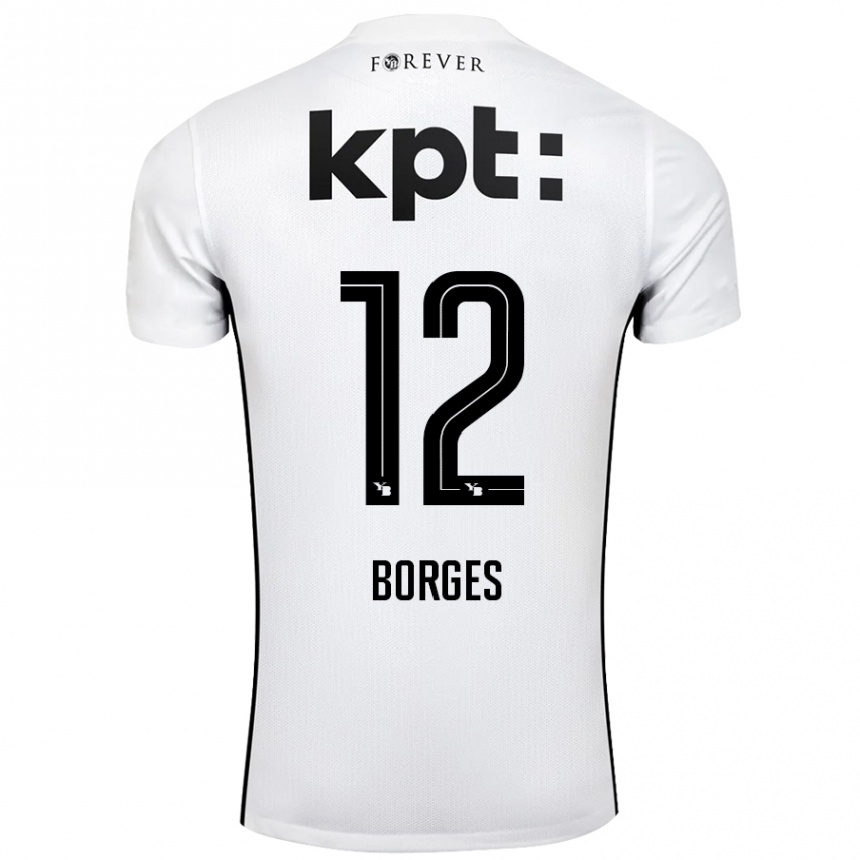 Moteriškas David Borges #12 Balta Juoda Išvykos Marškinėliai 2024/25 T-Shirt