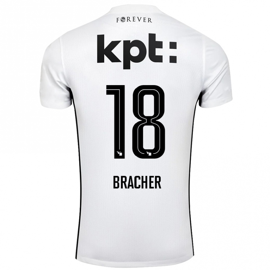 Moteriškas Jasha Bracher #18 Balta Juoda Išvykos Marškinėliai 2024/25 T-Shirt