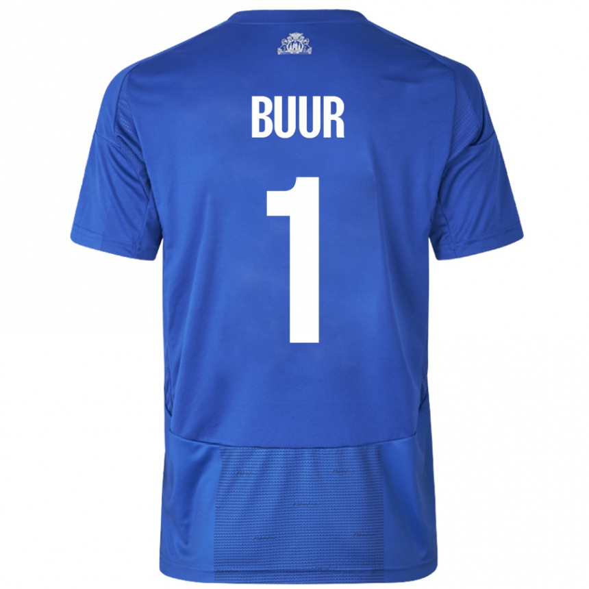 Moteriškas Oscar Buur #1 Balta Mėlyna Išvykos Marškinėliai 2024/25 T-Shirt