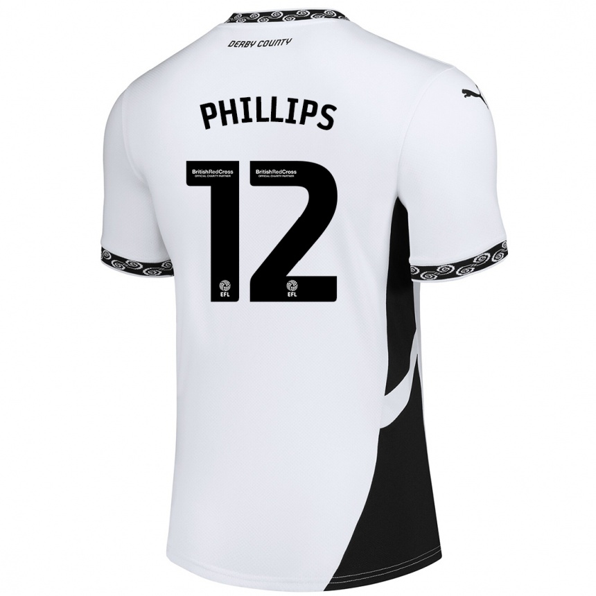 Vaikiškas Nathaniel Phillips #12 Balta Juoda Namų Marškinėliai 2024/25 T-Shirt