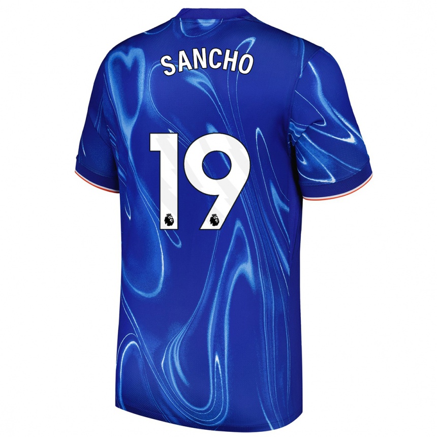 Vaikiškas Jadon Sancho #19 Mėlyna Balta Namų Marškinėliai 2024/25 T-Shirt