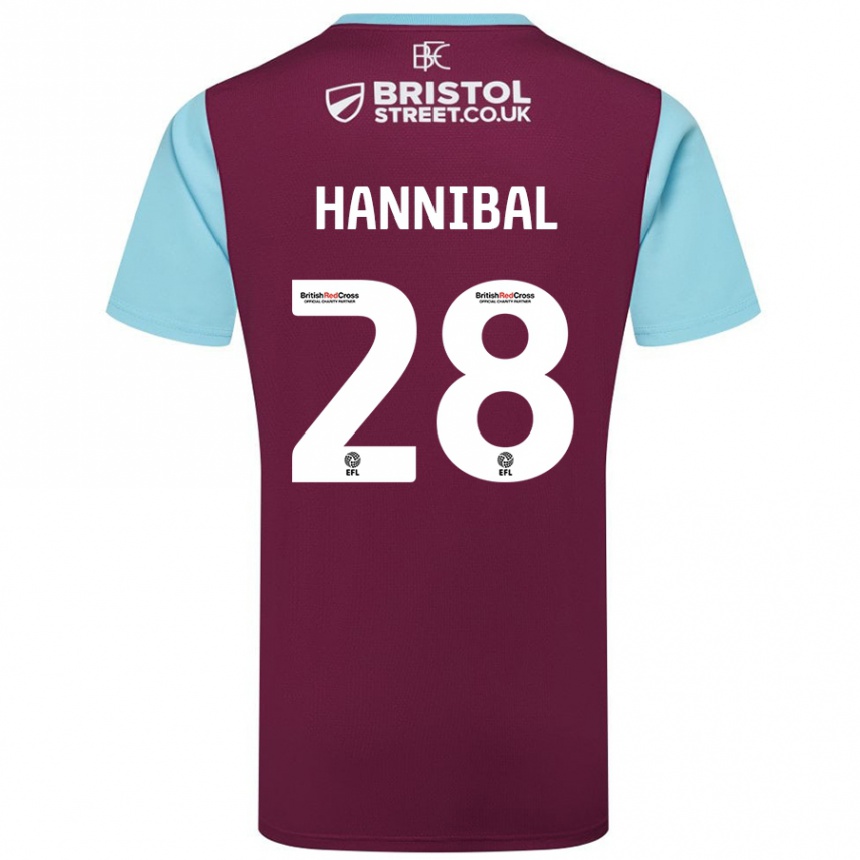 Vaikiškas Hannibal Mejbri #28 Burgundijos Dangaus Mėlynas Namų Marškinėliai 2024/25 T-Shirt