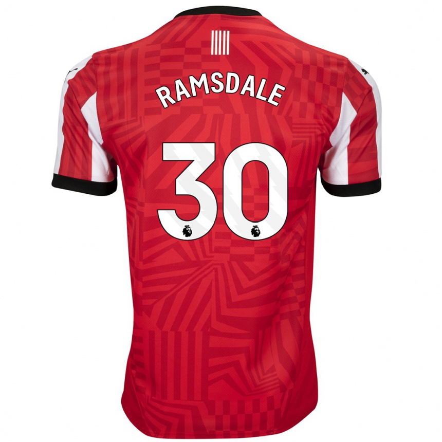 Vaikiškas Aaron Ramsdale #30 Raudona Balta Namų Marškinėliai 2024/25 T-Shirt