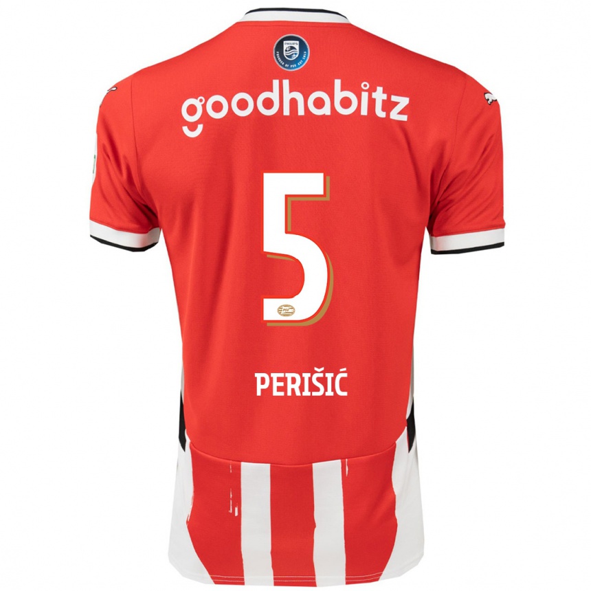 Vaikiškas Ivan Perisic #5 Raudona Balta Namų Marškinėliai 2024/25 T-Shirt