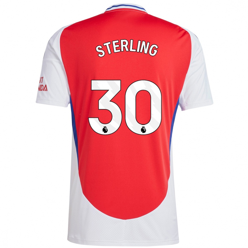 Vaikiškas Raheem Sterling #30 Raudona Balta Namų Marškinėliai 2024/25 T-Shirt