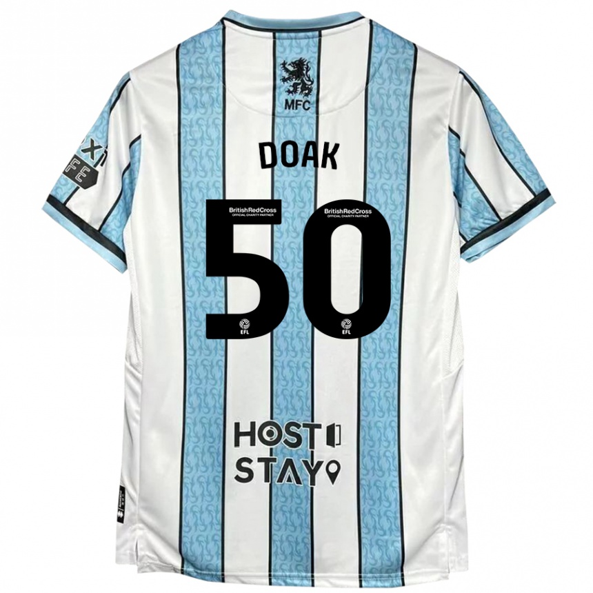 Vaikiškas Ben Doak #50 Balta Mėlyna Išvykos Marškinėliai 2024/25 T-Shirt