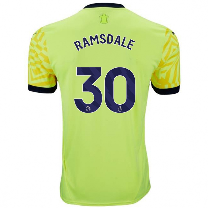 Vaikiškas Aaron Ramsdale #30 Geltona Išvykos Marškinėliai 2024/25 T-Shirt