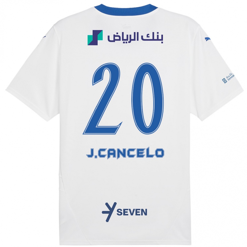 Vaikiškas Joao Cancelo #20 Balta Mėlyna Išvykos Marškinėliai 2024/25 T-Shirt