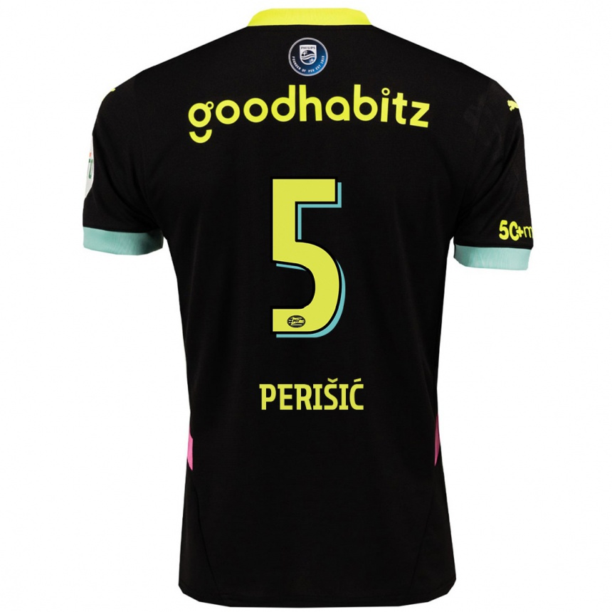 Vaikiškas Ivan Perisic #5 Juoda Geltona Išvykos Marškinėliai 2024/25 T-Shirt