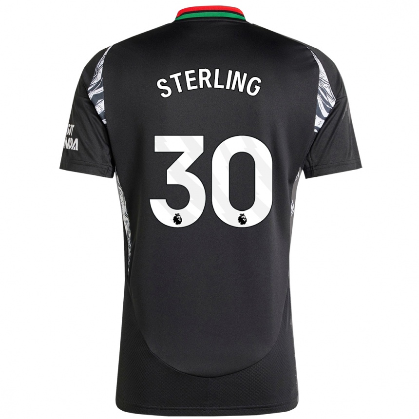 Vaikiškas Raheem Sterling #30 Juoda Išvykos Marškinėliai 2024/25 T-Shirt