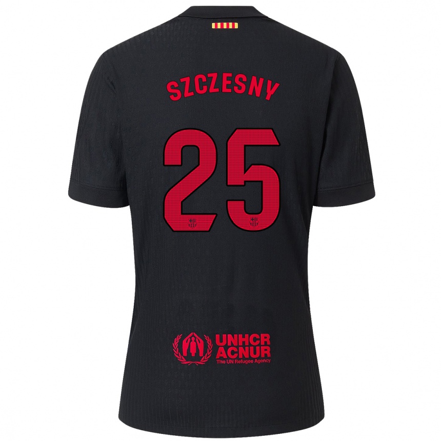 Vaikiškas Wojciech Szczesny #25 Juoda Raudona Išvykos Marškinėliai 2024/25 T-Shirt