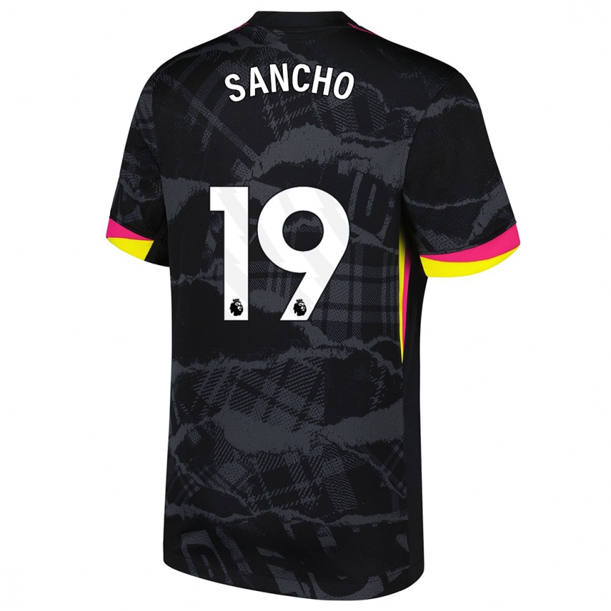 Vaikiškas Jadon Sancho #19 Juoda Rožinė Trečias Marškinėliai 2024/25 T-Shirt