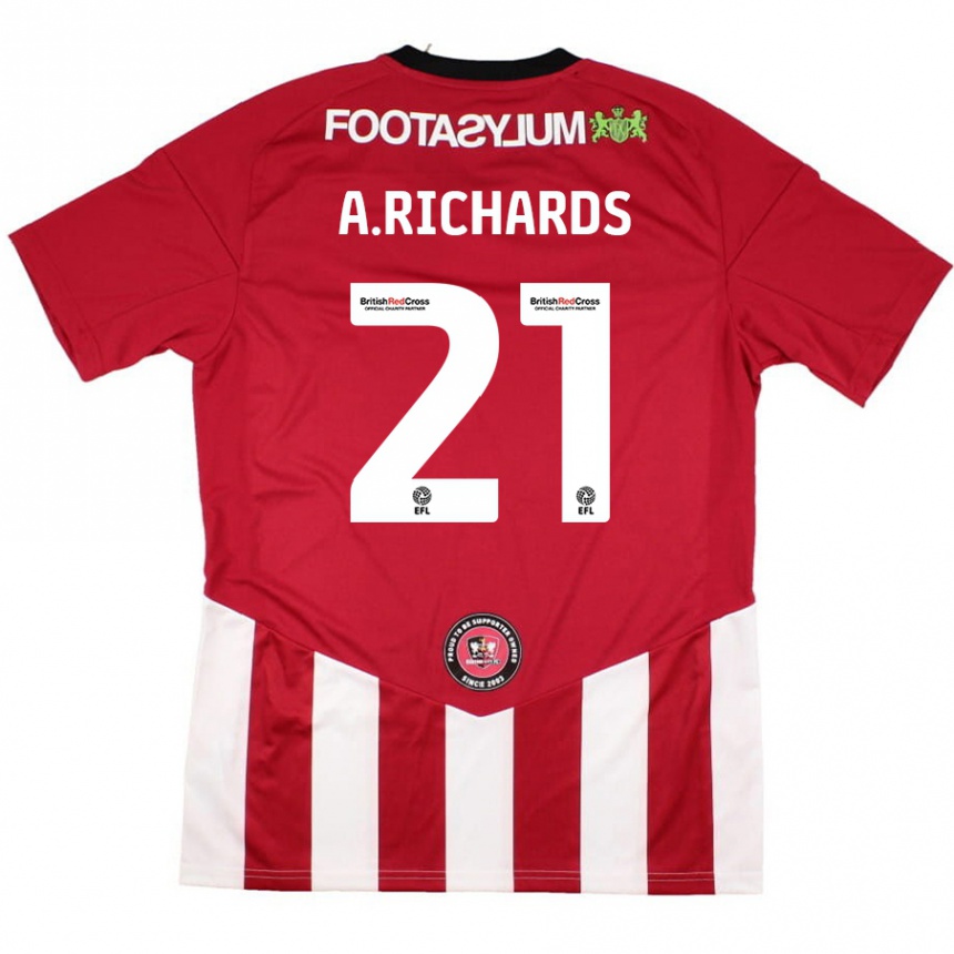 Vaikiškas Amani Richards #21 Raudona Balta Namų Marškinėliai 2024/25 T-Shirt