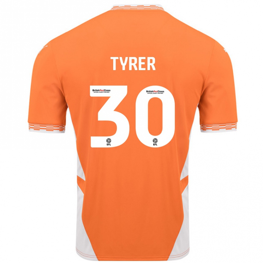 Vaikiškas Harry Tyrer #30 Oranžinė Balta Namų Marškinėliai 2024/25 T-Shirt