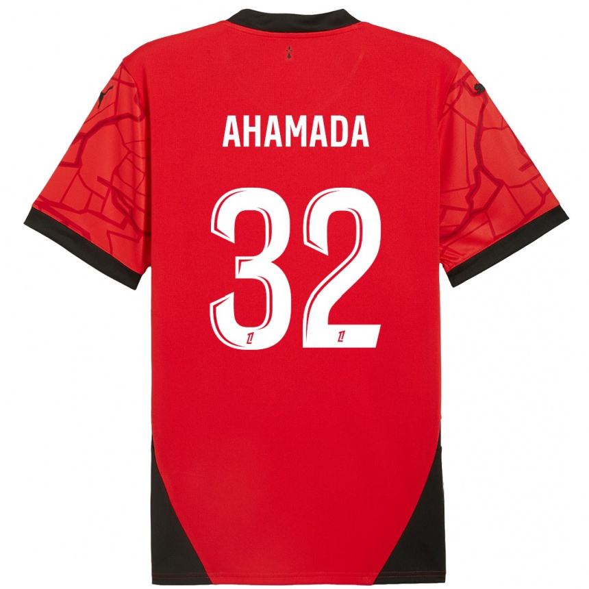 Vaikiškas Naouirou Ahamada #32 Raudona Juoda Namų Marškinėliai 2024/25 T-Shirt