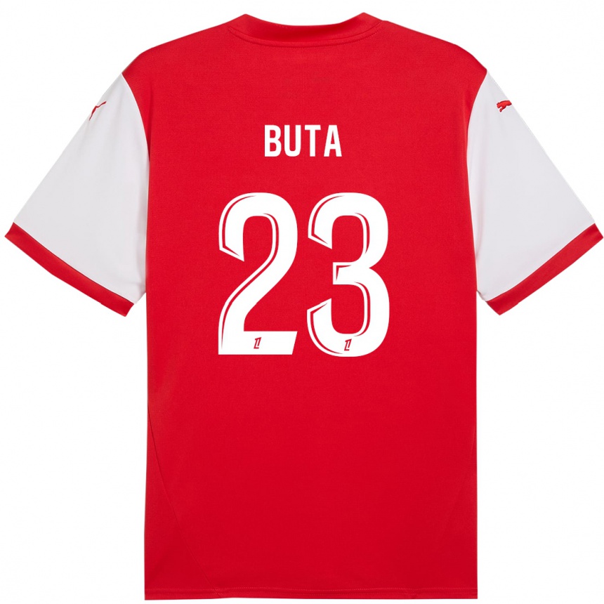 Vaikiškas Aurélio Buta #23 Raudona Balta Namų Marškinėliai 2024/25 T-Shirt