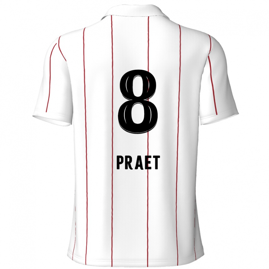 Vaikiškas Dennis Praet #8 Balta Juoda Išvykos Marškinėliai 2024/25 T-Shirt