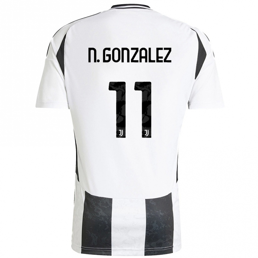 Vaikiškas Nicolás González #11 Balta Juoda Namų Marškinėliai 2024/25 T-Shirt