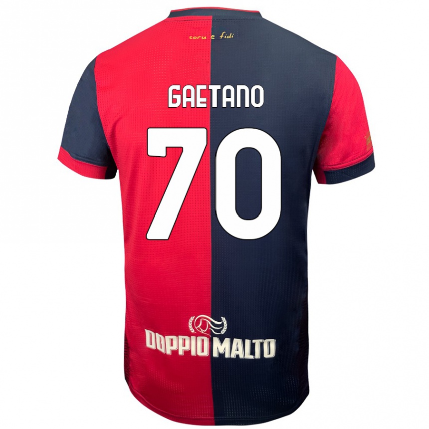 Vaikiškas Gianluca Gaetano #70 Raudona Tamsesnė Mėlyna Namų Marškinėliai 2024/25 T-Shirt