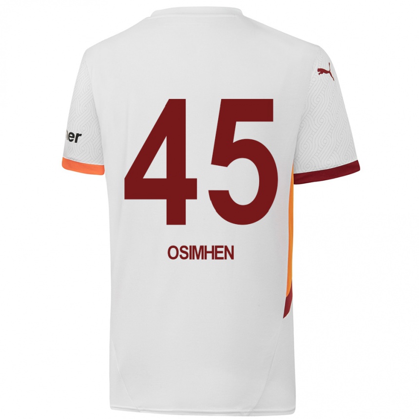 Vaikiškas Victor Osimhen #45 Balta Geltona Raudona Išvykos Marškinėliai 2024/25 T-Shirt