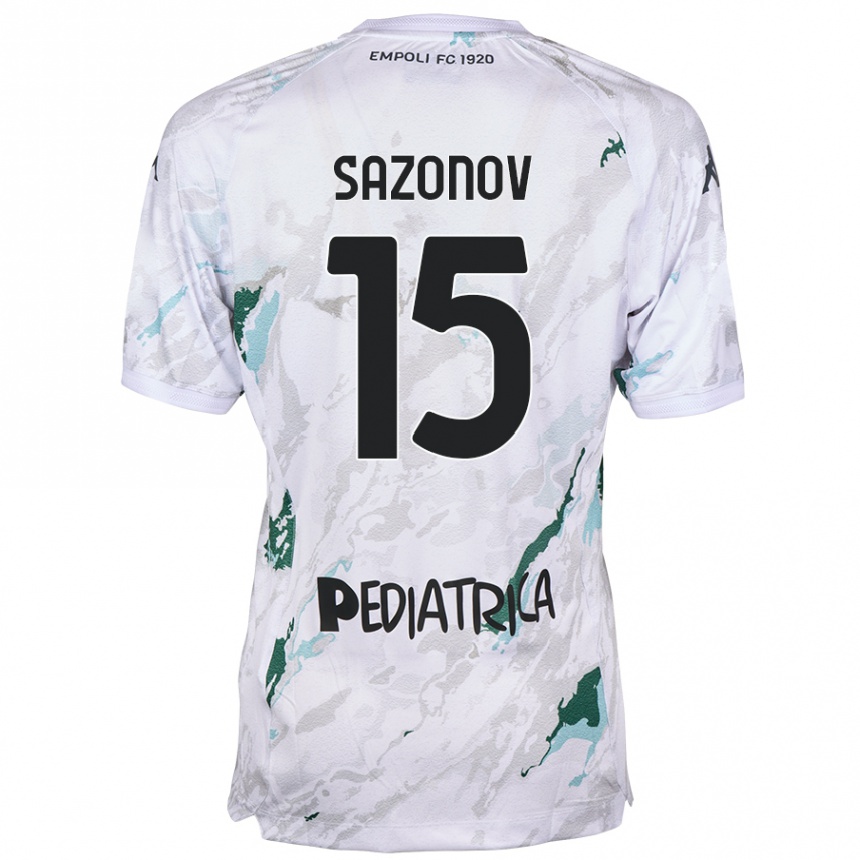 Vaikiškas Saba Sazonov #15 Pilka Išvykos Marškinėliai 2024/25 T-Shirt