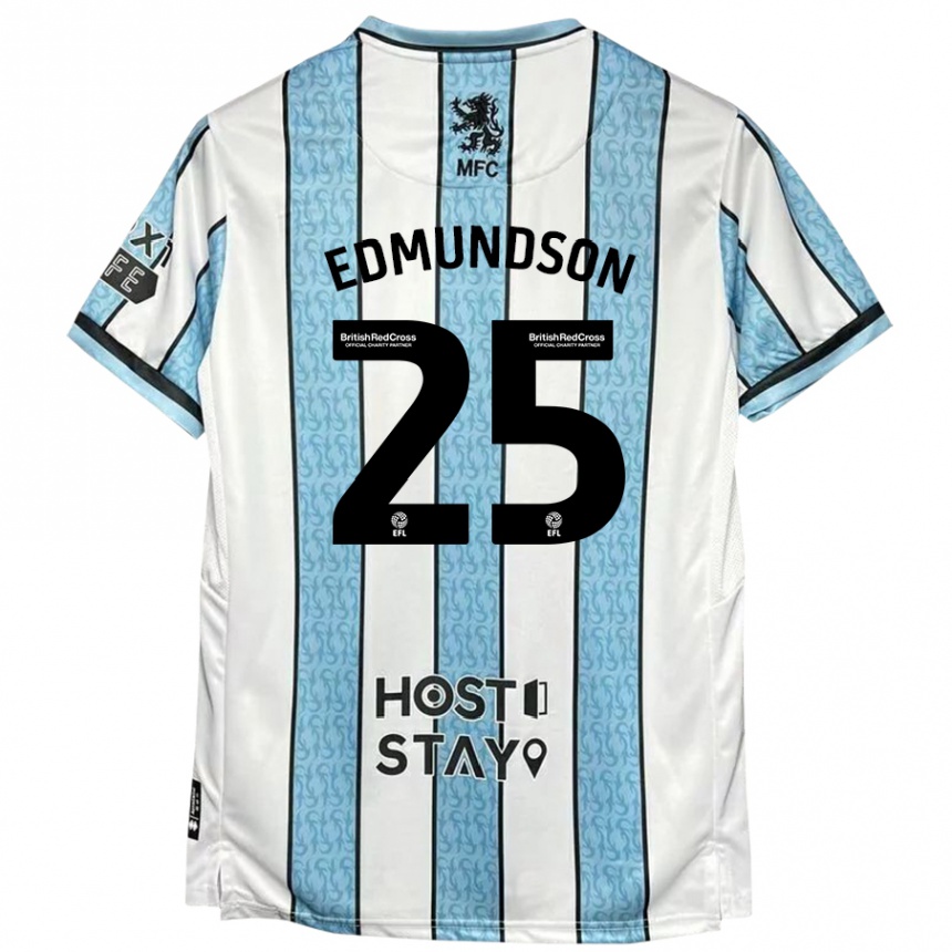 Vaikiškas George Edmundson #25 Balta Mėlyna Išvykos Marškinėliai 2024/25 T-Shirt