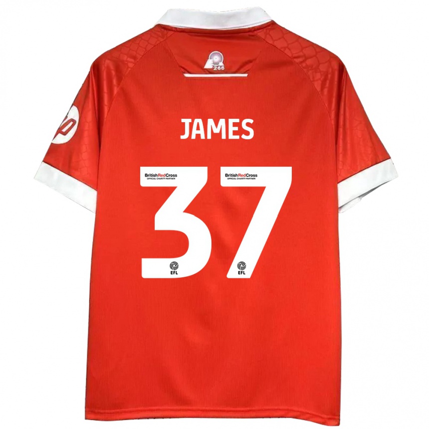 Vaikiškas Matty James #37 Raudona Balta Namų Marškinėliai 2024/25 T-Shirt