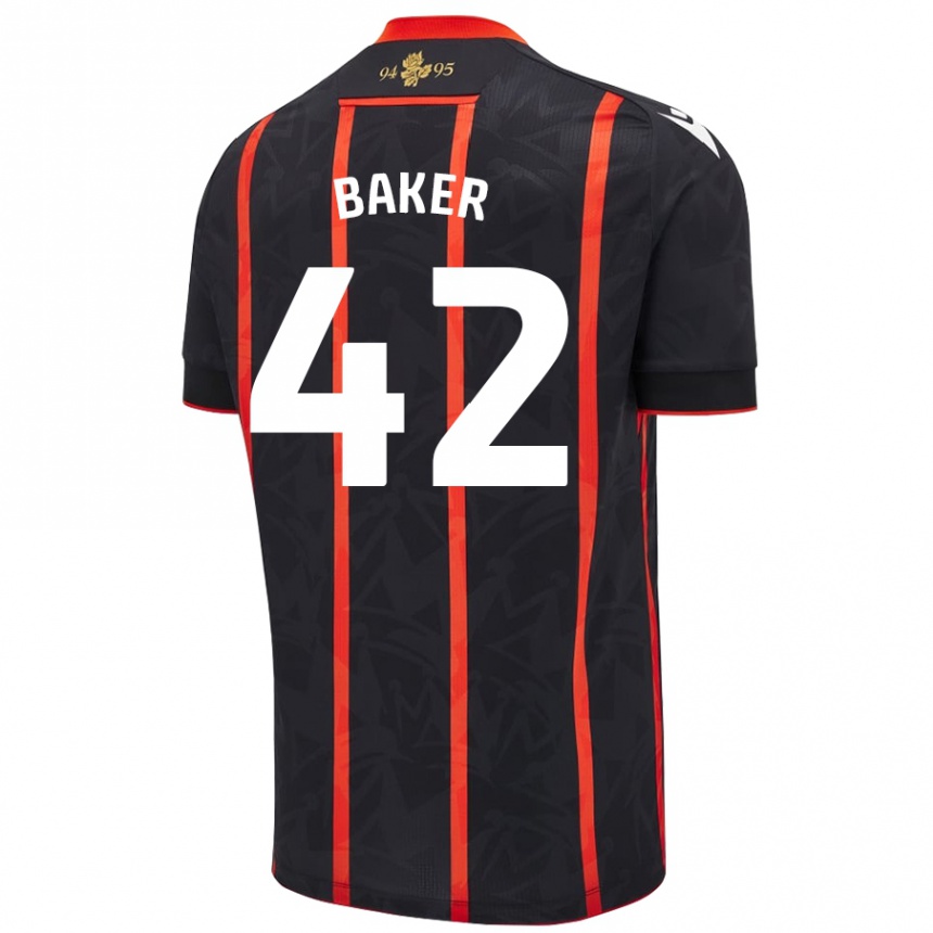 Vaikiškas Lewis Baker #42 Juoda Raudona Išvykos Marškinėliai 2024/25 T-Shirt