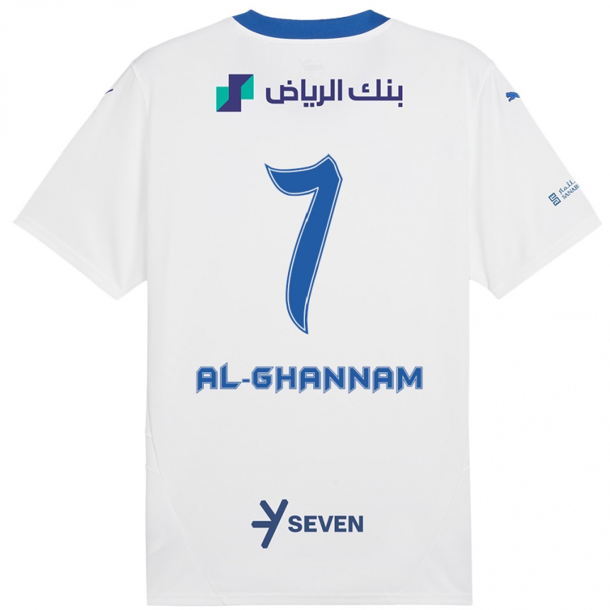 Vaikiškas Khalid Al-Ghannam #7 Balta Mėlyna Išvykos Marškinėliai 2024/25 T-Shirt