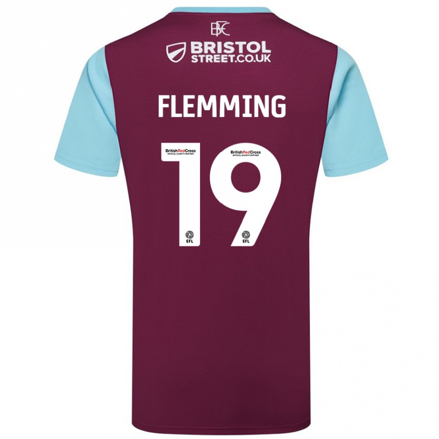 Vaikiškas Zian Flemming #19 Burgundijos Dangaus Mėlynas Namų Marškinėliai 2024/25 T-Shirt