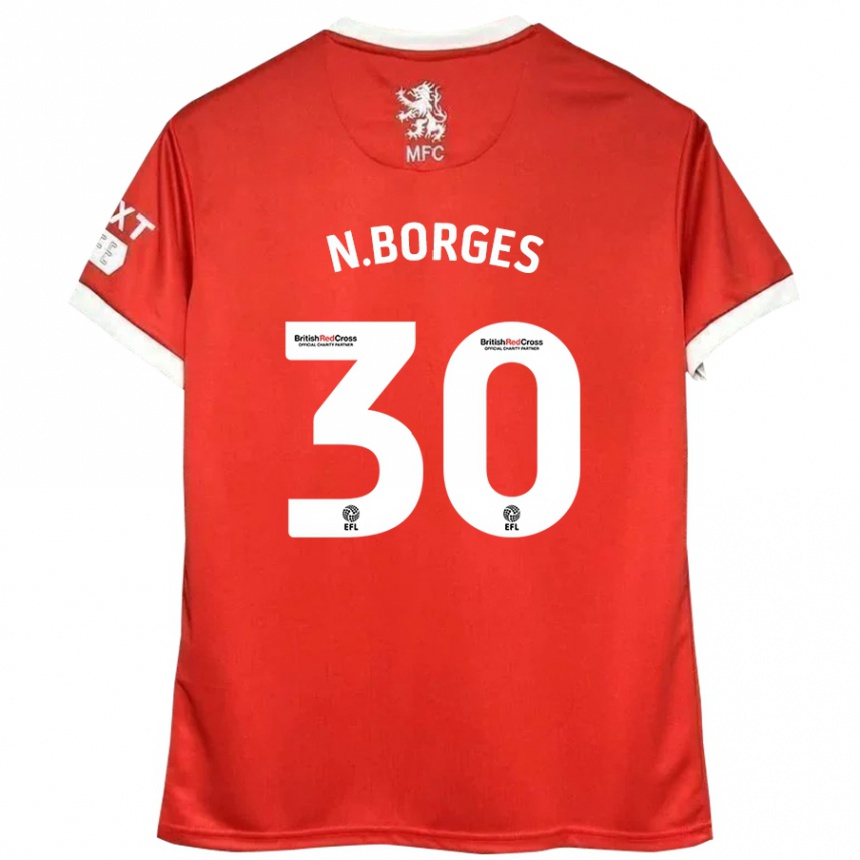 Vaikiškas Neto Borges #30 Raudona Balta Namų Marškinėliai 2024/25 T-Shirt