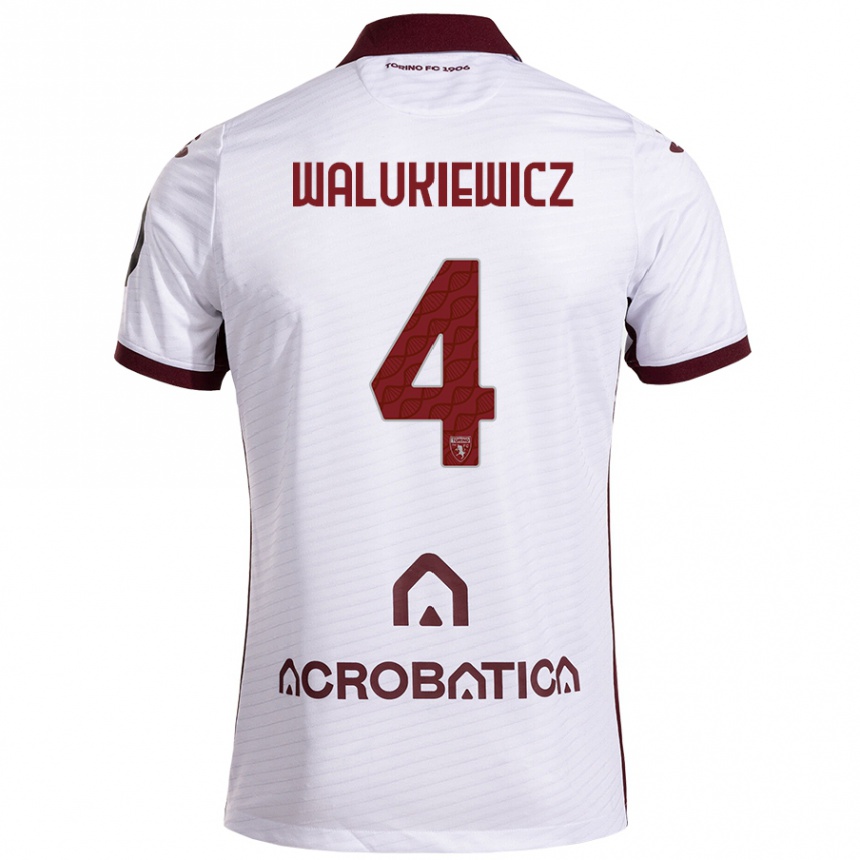 Vaikiškas Sebastian Walukiewicz #4 Balta Kaštoninė Išvykos Marškinėliai 2024/25 T-Shirt