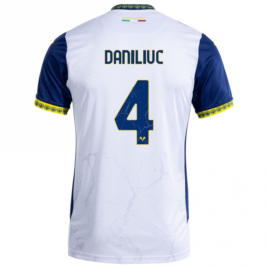 Vaikiškas Flavius Daniliuc #4 Balta Mėlyna Išvykos Marškinėliai 2024/25 T-Shirt