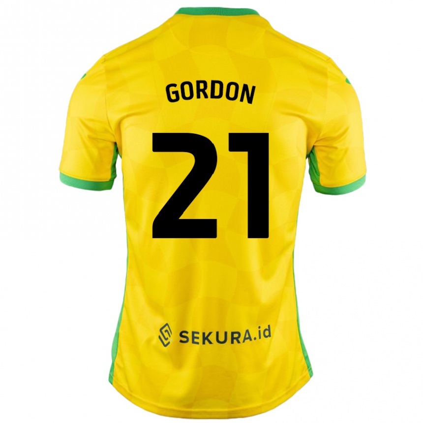 Vyrai Kaide Gordon #21 Geltona Žalia Namų Marškinėliai 2024/25 T-Shirt