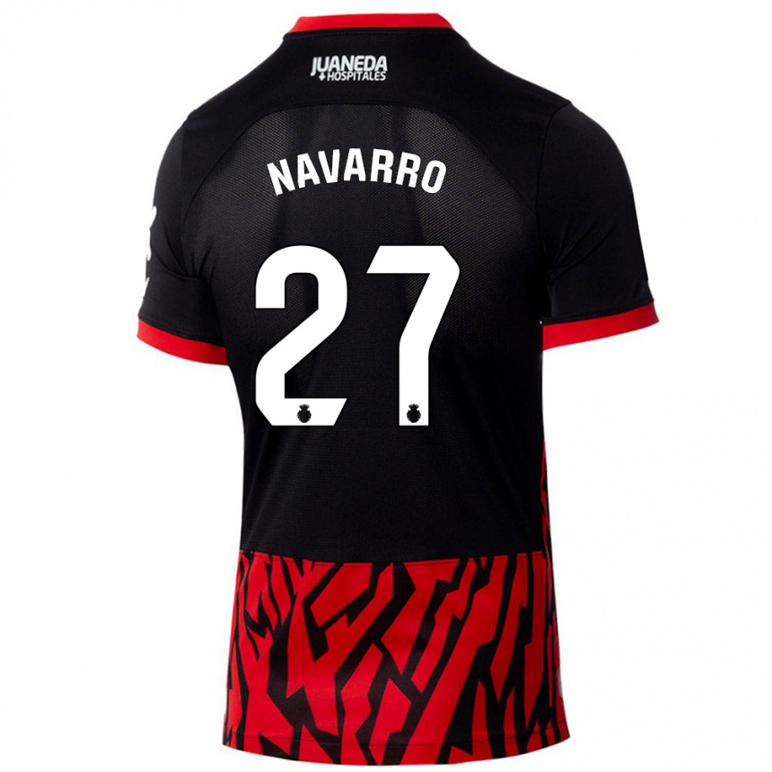 Vyrai Robert Navarro #27 Juoda Raudona Namų Marškinėliai 2024/25 T-Shirt