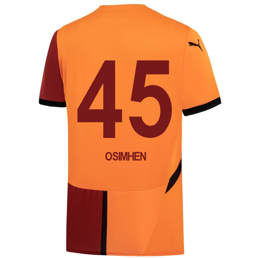 Vyrai Victor Osimhen #45 Geltona Raudona Namų Marškinėliai 2024/25 T-Shirt