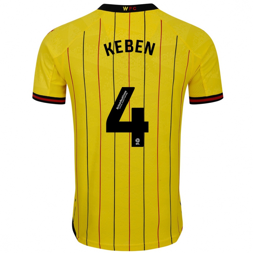 Vyrai Kévin Keben #4 Geltona Juoda Namų Marškinėliai 2024/25 T-Shirt