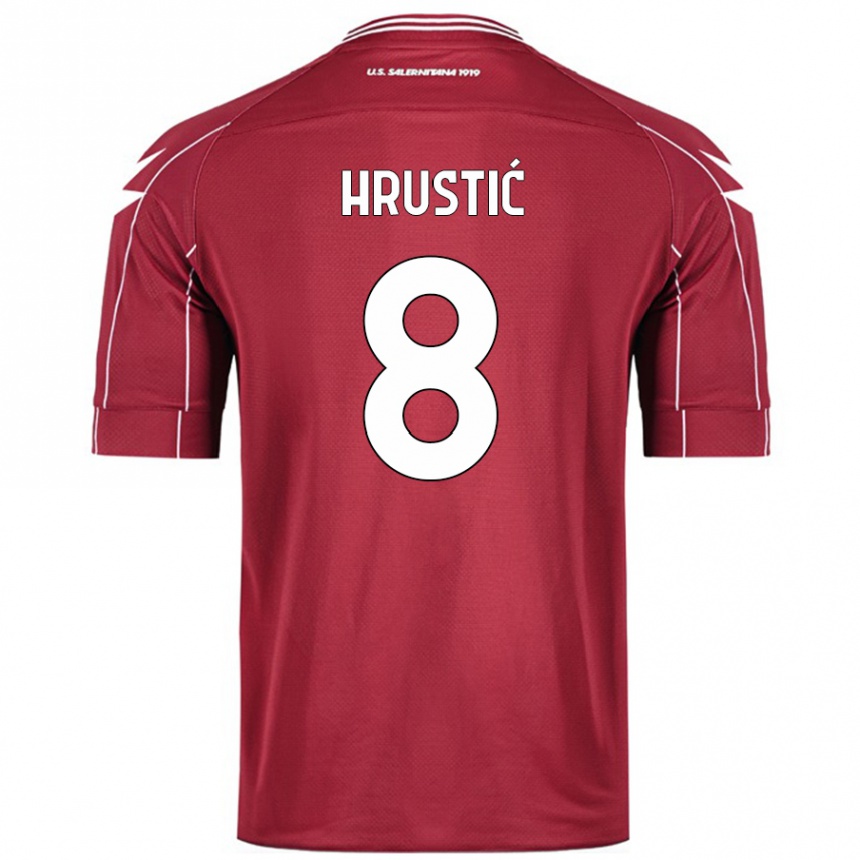 Vyrai Ajdin Hrustić #8 Burgundija Namų Marškinėliai 2024/25 T-Shirt