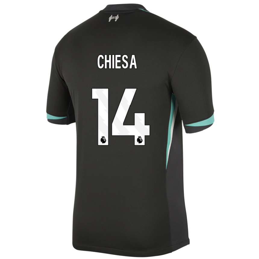 Moteriškas Federico Chiesa #14 Juoda Antracito Balta Išvykos Marškinėliai 2024/25 T-Shirt