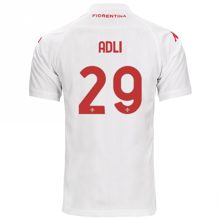 Moteriškas Yacine Adli #29 Baltas Išvykos Marškinėliai 2024/25 T-Shirt